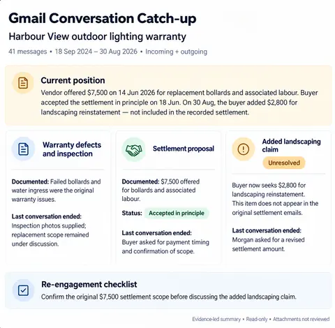 Preview of email catch-up brief